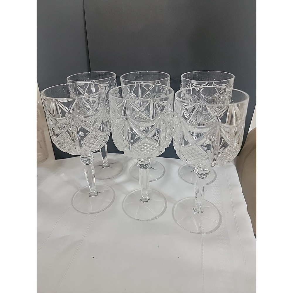 Nachtmann Eduard Crystal Clear Wine Glasses Set Of 6 Pineapple Design